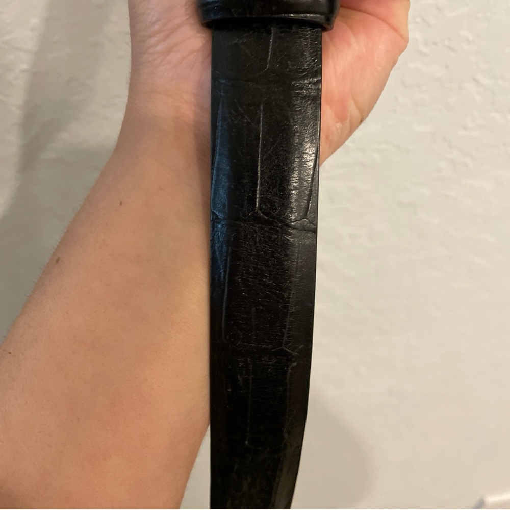 Cole Haan Black crocodile Leather Belt Size 36 - Picture 3 of 6